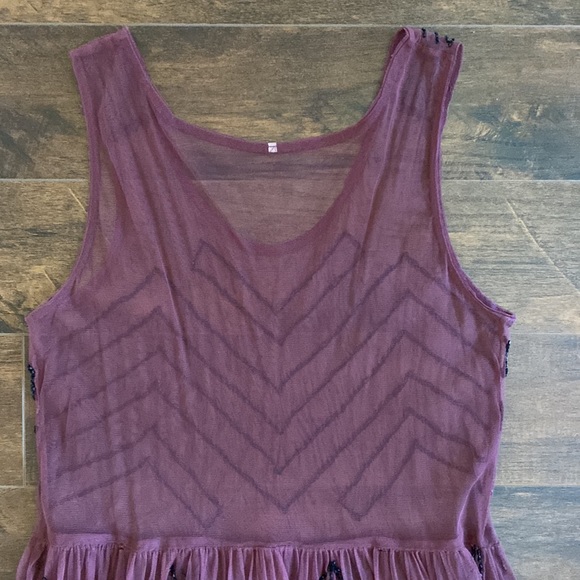 Free People - Beaded Slip Dress - Wine - M - Picture 5 of 14
